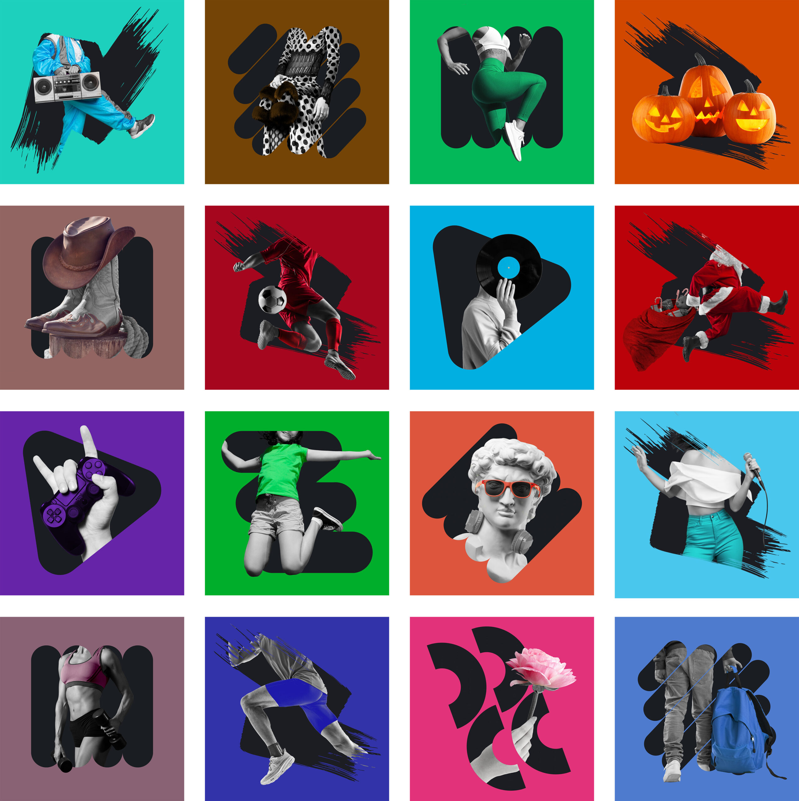 Projekty okładek do playlisty na stronę dla Closer Music.